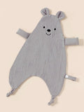 Teddy Bear Blanket with pacifier loop-grey