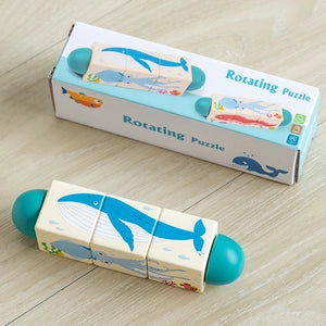 Wooden Rotating Puzzle Blocks-blue sea